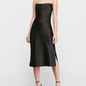 Satin Cowl Neck Midi Slip Dress